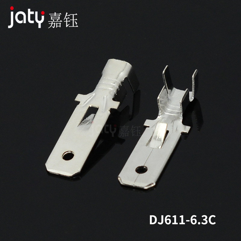 6.3 Square Plug Dj611-6.3C Flat Pin Suitable for Automotive Wiring Copper Terminal Pin Spring