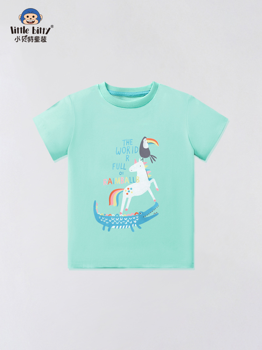 Summer Kidsren's Short-Sleeved T-Shirt Girls' Tops Round Neck T-Shirt Kidsren's Clothing Kidsren's Short-Sleeved Tops Sweet Kidsren's Clothing