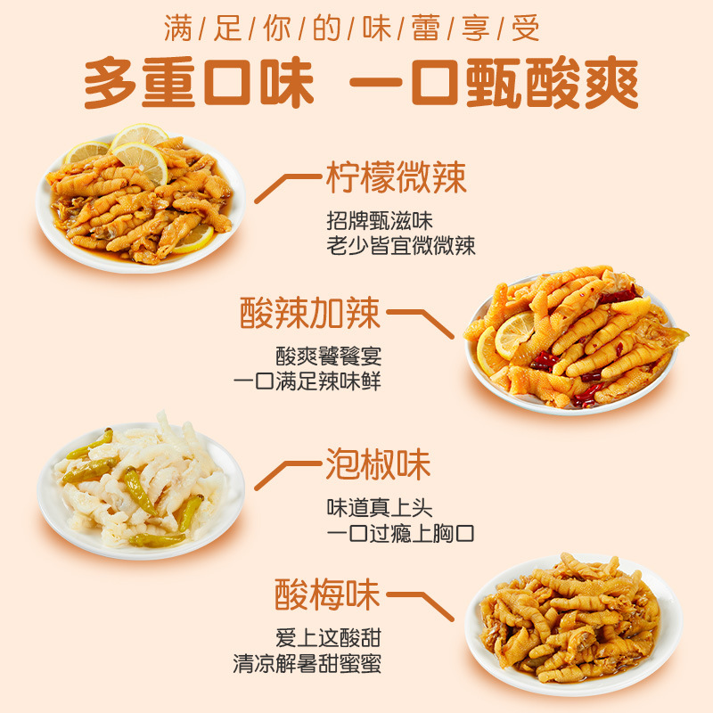 Lemon Acidic Spicy Boneless Chicken Claws 200g Boxed Boneless Deboned Pickled Chicken Snacks for Promotion