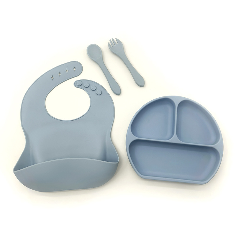 Complemento alimenticio transfronterizo para niños, plato de silicona, plato de suplemento alimenticio para bebés, plato de comida sonriente de seis piezas, vajilla para alimentación maternoinfantil al por mayor