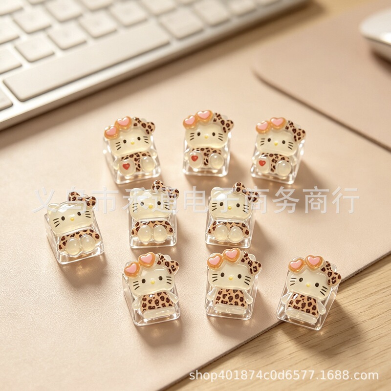 Keyzonic luminous brown spotted leopard print cat stress-relief keyboard DIY keycap cross-axis tester for stress relief play