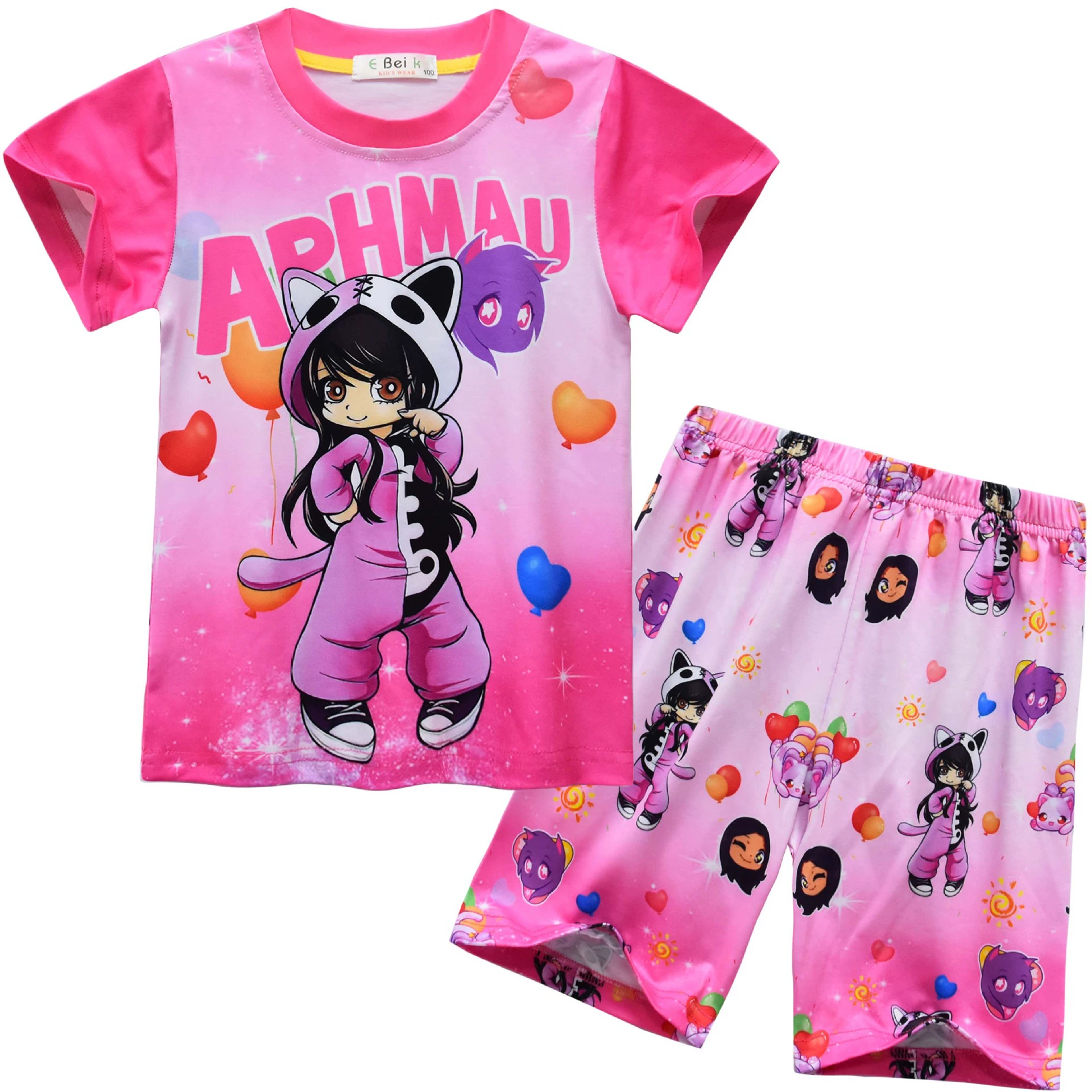2023 Кросс-бордерная анимационная игра APHMAU одежда для детей девочек комплект с короткими рукавами 91131