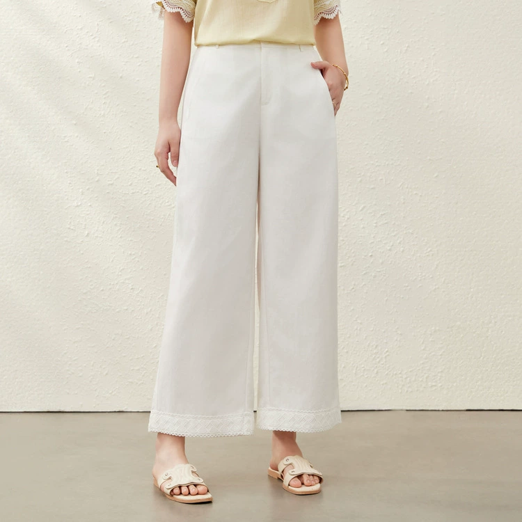 [Удобные повседневные узкие брюки из лиоцелла с кружевным дизайном] Тонкая и эффектная женская одежда больших размеров для полных мм, летняя одежда, новый стиль