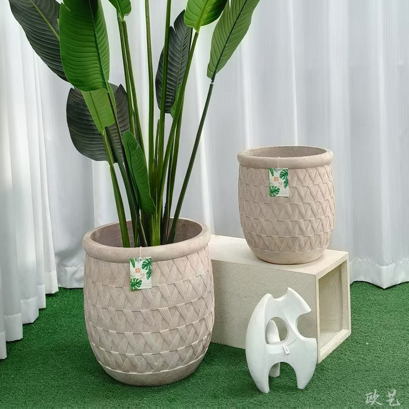 302水泥花盆 圆形水泥花盆 纤维花盆 外贸花盆 北欧风 居家花盆