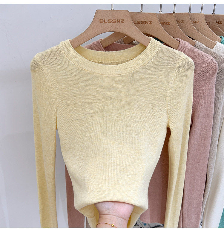 315g Weight Long Sleeve Sleeve Length Pullovers Placket Type Spandex, Polyester Fabric Type Short Top Length Knitwear Tops Type Daily Occasion Round Neck Neckline Slim Fit Type Solid Color Pattern Spring, Autumn Season Women's Gender Casual, Simple Style Style Wholesale Women's Casual Simple Style Solid Color Long Sleeve Sweaters & Cardigans 20