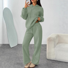 2025欧美跨境新款秋冬休闲连帽卫衣运动衫超大阔腿运动裤套装现货