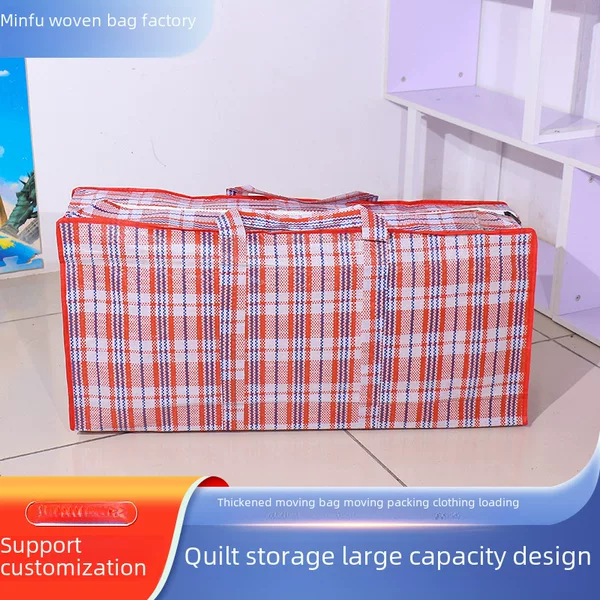 Large capacity thick moving bag migrant workers home luggage bag Plaid portable travel bag large woven bag wholesale