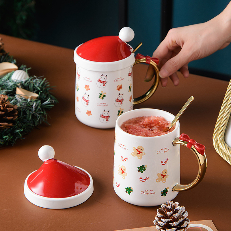 Creativo de dibujos animados Navidad sombrero taza Santa Claus cerámica arco