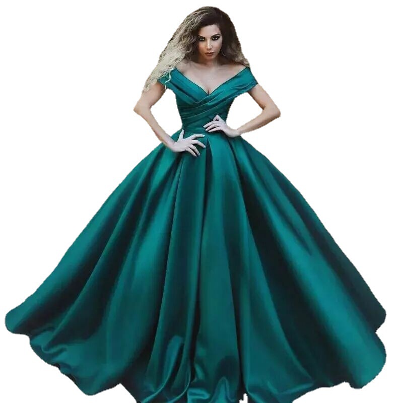 El Comercio exterior europeo y americano Amazon AliExpress desea vestido de fiesta vestido de mujer sexy escote en V satén vestido largo