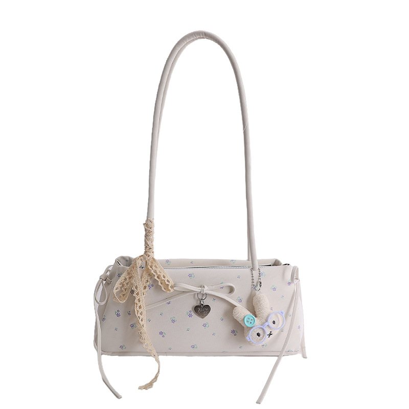 Niche Commuter Shoulder Bag Fashion Versatile Handbag 2026 New Baguette Bag For Women Printed Underarm Canvas Polka Dot Bag - Thumbnail 8