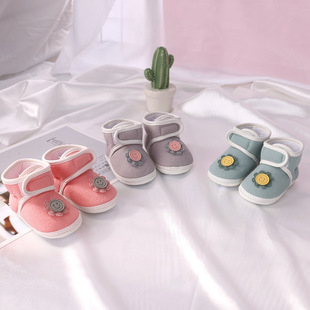 Baby shoes 0 to 1 year old spring and autumn baby toddler shoes soft bottom newborn baby shoes hook and loop anti-drop shoes