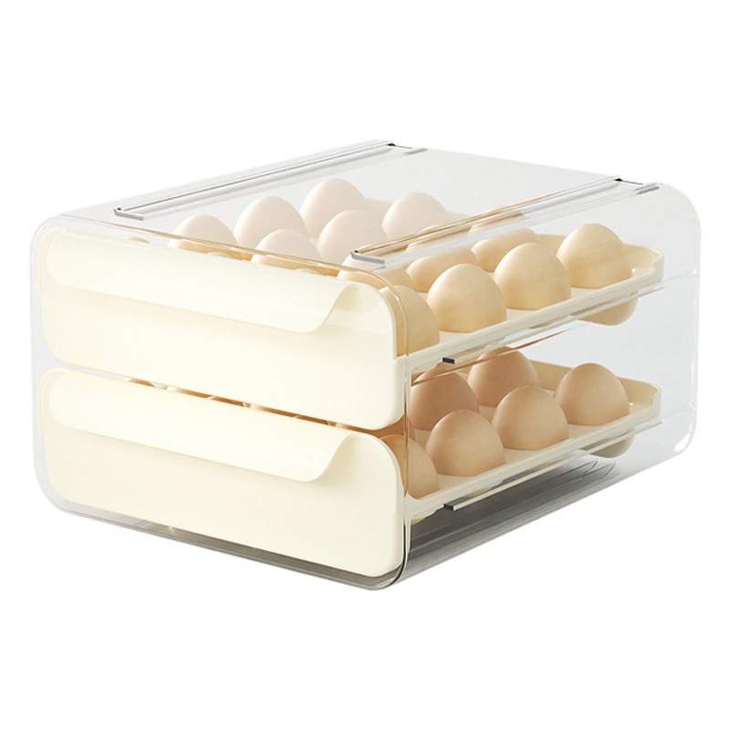 Caja de huevos caja de almacenamiento de conservación tipo cajón refrigerador de plástico caja de huevos titular de la caja de huevos de cocina resistente a caídas