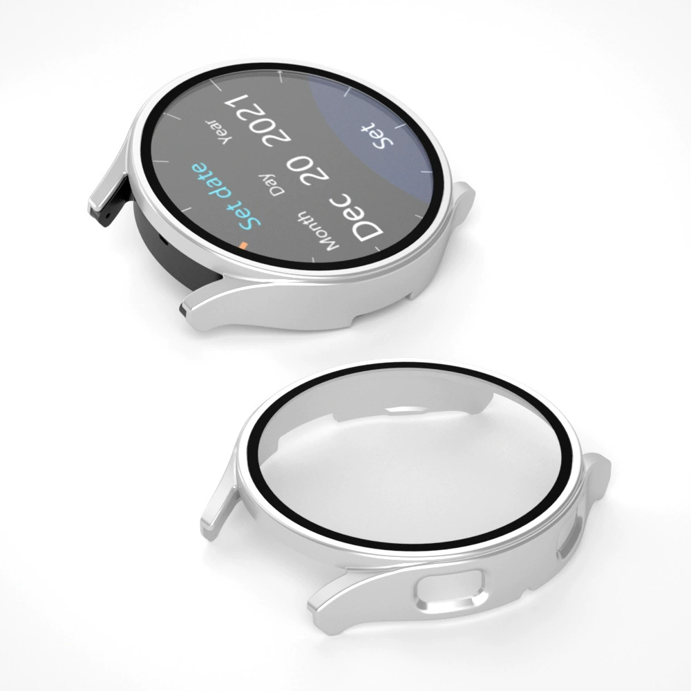 Подходит для Samsung Galaxy Watch7/6/5 поколений, PC хромированный корпус с закалённой пленкой, интегрированный чехол 40/44 мм