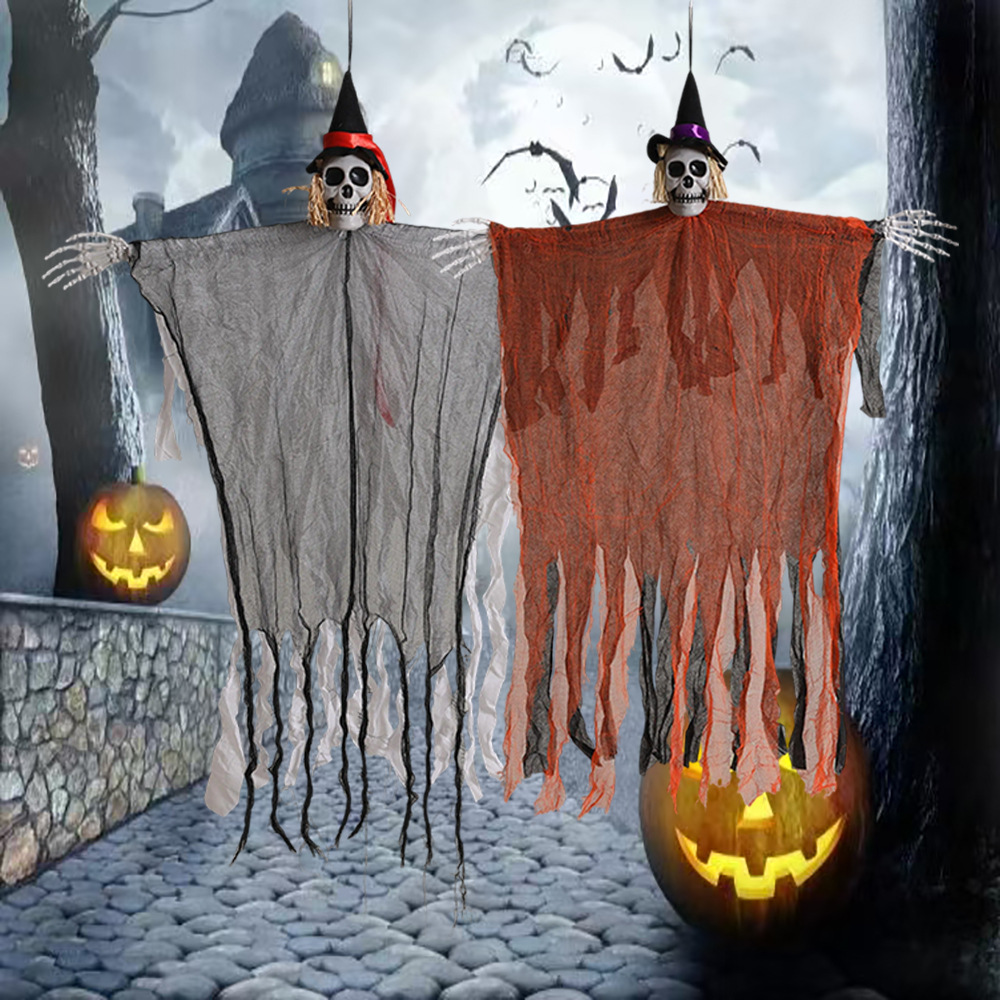 Halloween transfronterizo, fantasma colgante, calavera, gasa, espantapájaros, casa embrujada masculina, decoración de entrada, accesorios de decoración