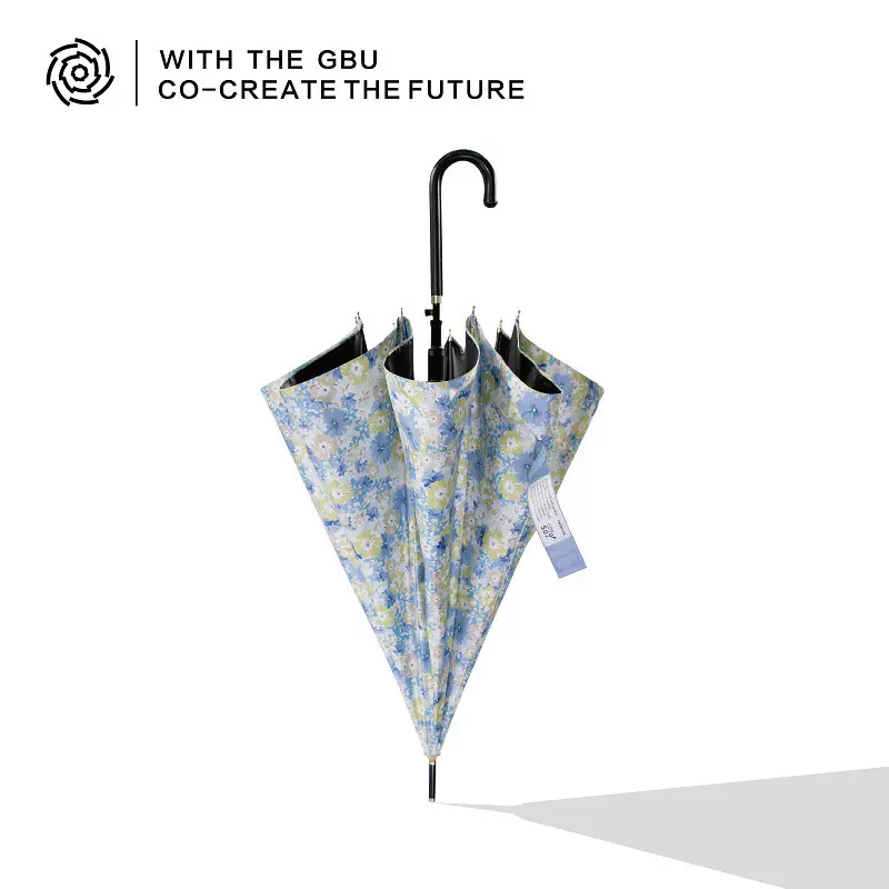 大光明雨伞女高级感碎花长柄伞黑胶防紫外线遮阳伞直杆弯柄晴雨伞