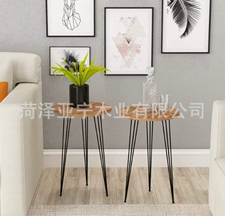 简易茶几钢木结合小圆桌阳台桌子客厅喝茶桌ins北欧风茶几现代