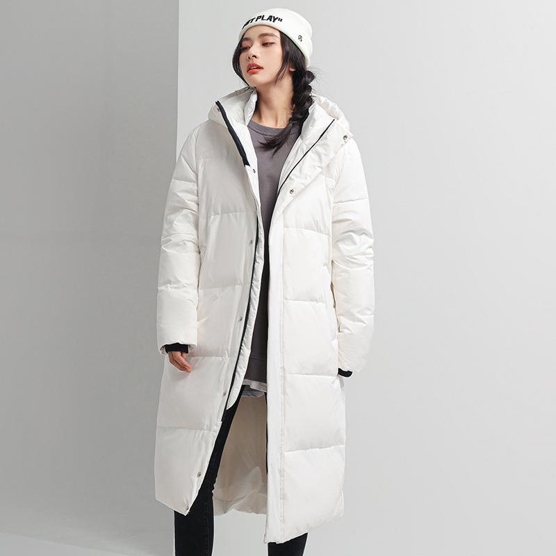 Men's Clothing men's and women's Silk cotton jacket winter new mid length fashionable thickened over knee white duck Silk cotton jacket_voghion.com