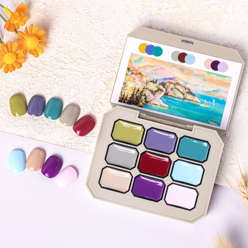 Nine-Grid Pat-On Gel Long-Lasting No-Wash Gradient Macaron Color Oil Painting Solid Nail Gel Wholesale Honeygirl