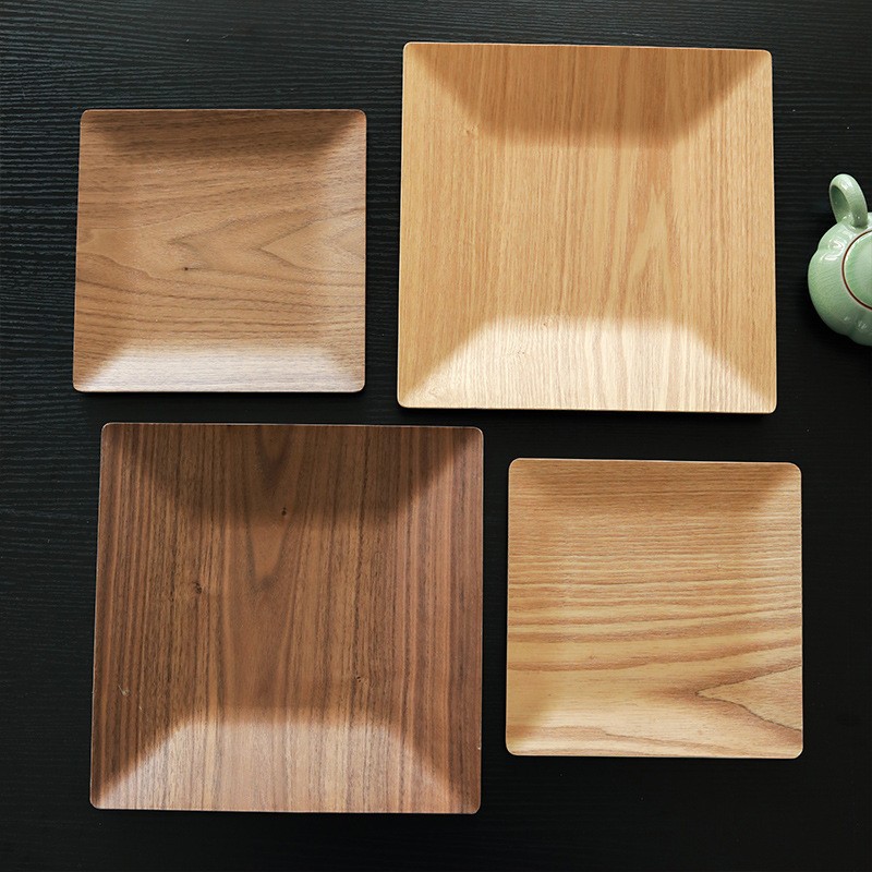 bandeja de madera de nuez cuadrada japonesa para el hogar coloca tazas de menú comida snack pizza filete plato de madera