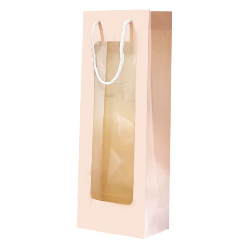 Фабрика в наличии красное вино бумажный мешок длинная сумка окно прозрачный ПВХ Подарочный пакет букет упаковочная сумка оптом