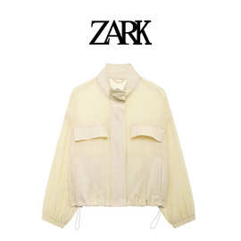 ZARK 欧美新款时尚裂痕效果半透明外套 跨境外贸女装批发 8372550