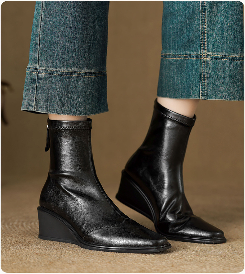 CHIKO Akantha Square Toe Wedge Ankle Boots