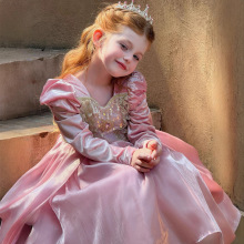 2025秋冬新款重工女童公主裙宫廷风儿童爱丽儿连衣裙美人鱼礼服裙