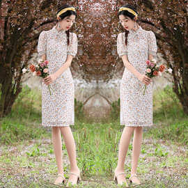 2022夏季新款MLJL9858韩版气质显瘦气质改良旗袍裙一件代发批发