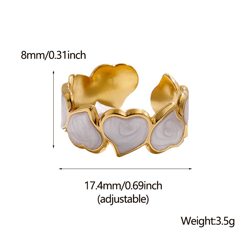 304 Stainless Steel 18K Gold Plated Elegant Retro Plating Geometric Leaf Heart Shape Open Rings display picture 13