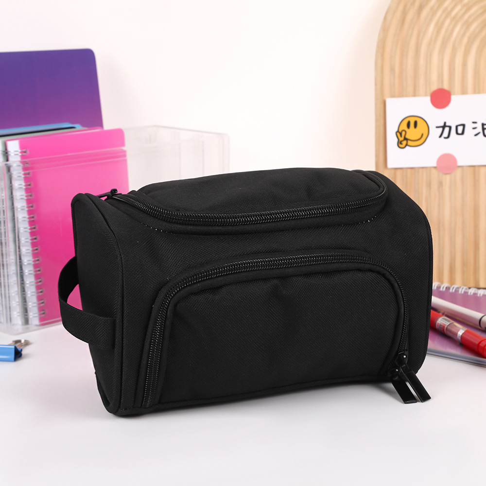 Estuche para lápices Oxford de doble capa de gran capacidad transfronterizo, bolsa de papelería de almacenamiento lateral multifuncional, bolsa de lápices simple para estudiantes portátiles