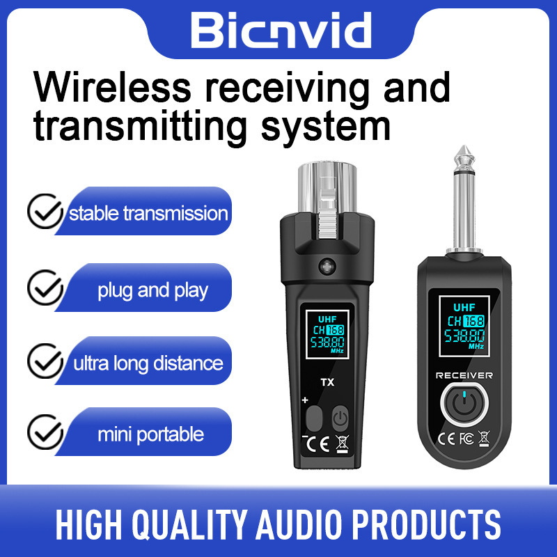 Uhf Handheld Wired-To-Wireless Microphone System Transmitter and Receiver Instrument Dynamic Handheld Microphone Conversion