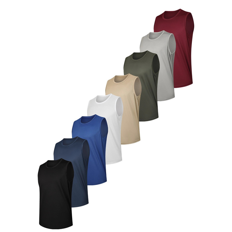 Summer Men's Outdoor Sports Vest Sleeveless Loose T-Shirt Cross-Border European Size Thin Quick-Drying Fitness T-Shirt