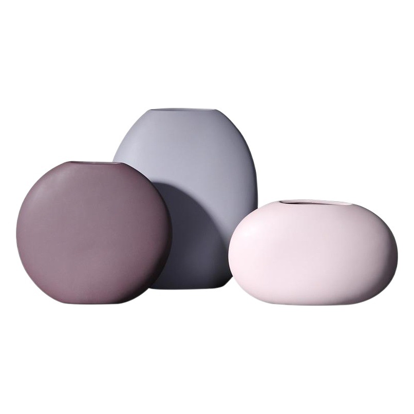 Nórdico creativo cerámica artesanía plana redonda decoración florero hotel restaurante modelo habitación muebles decoración suave