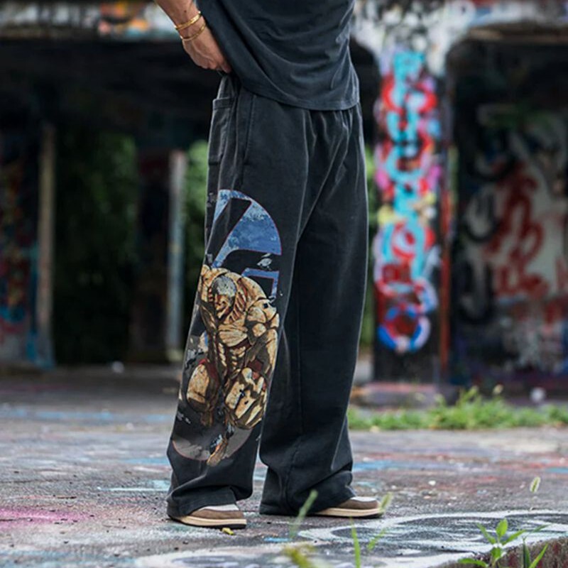 Youngla Co-Branded Anime Attack on Titan Jogger Cotton Terry Printed Wide-Leg Pants for Running