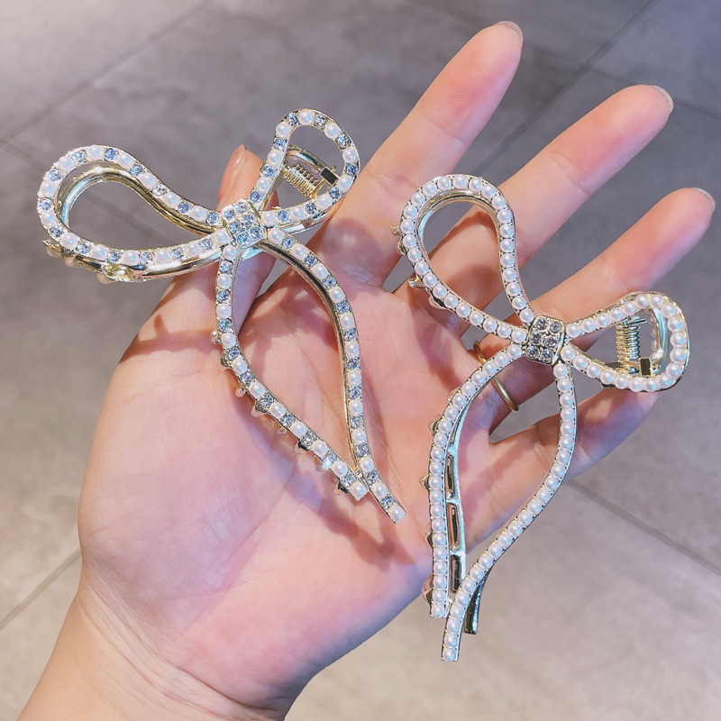 Mode Perle Barrettes Frauen Große Clip Neue Kopfschmuck Bogen Geometrische Grip display picture 3