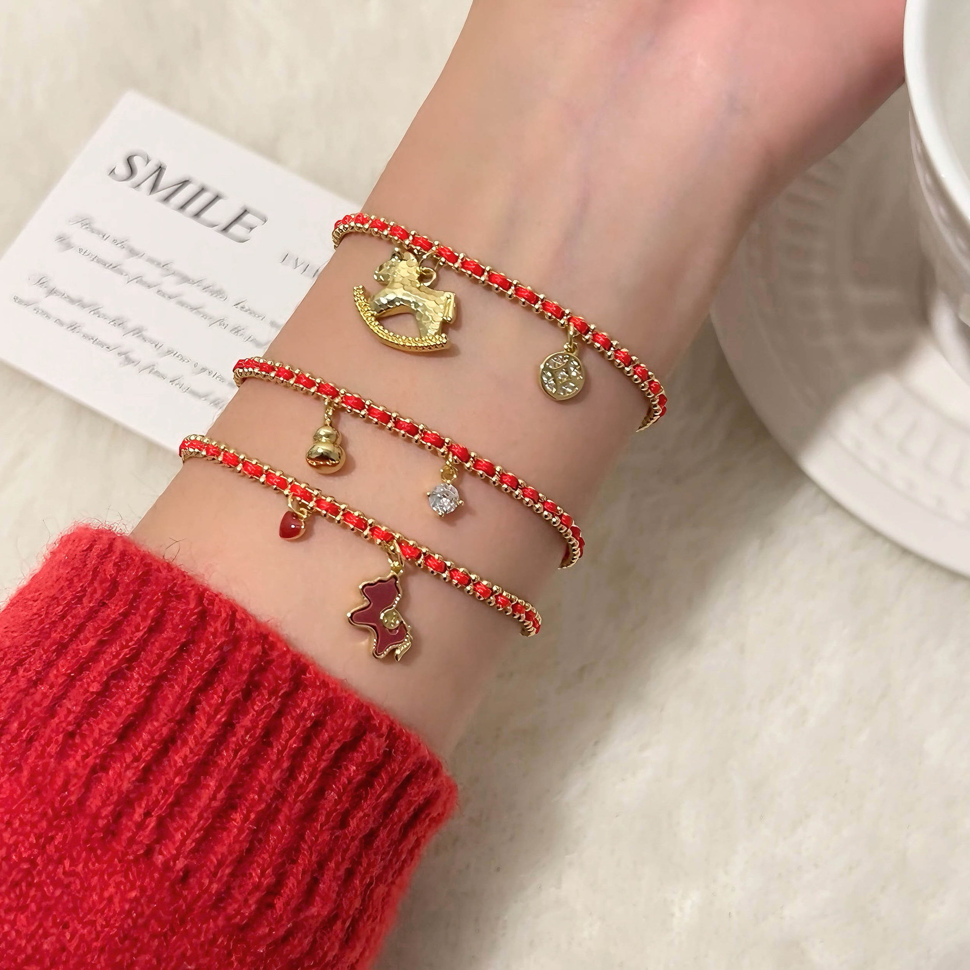 2026 New Zodiac Year of the Horse Red String Bracelet for Women, Handmade Woven Bracelet, Good Luck Red Friendship Bracelet Jewelry