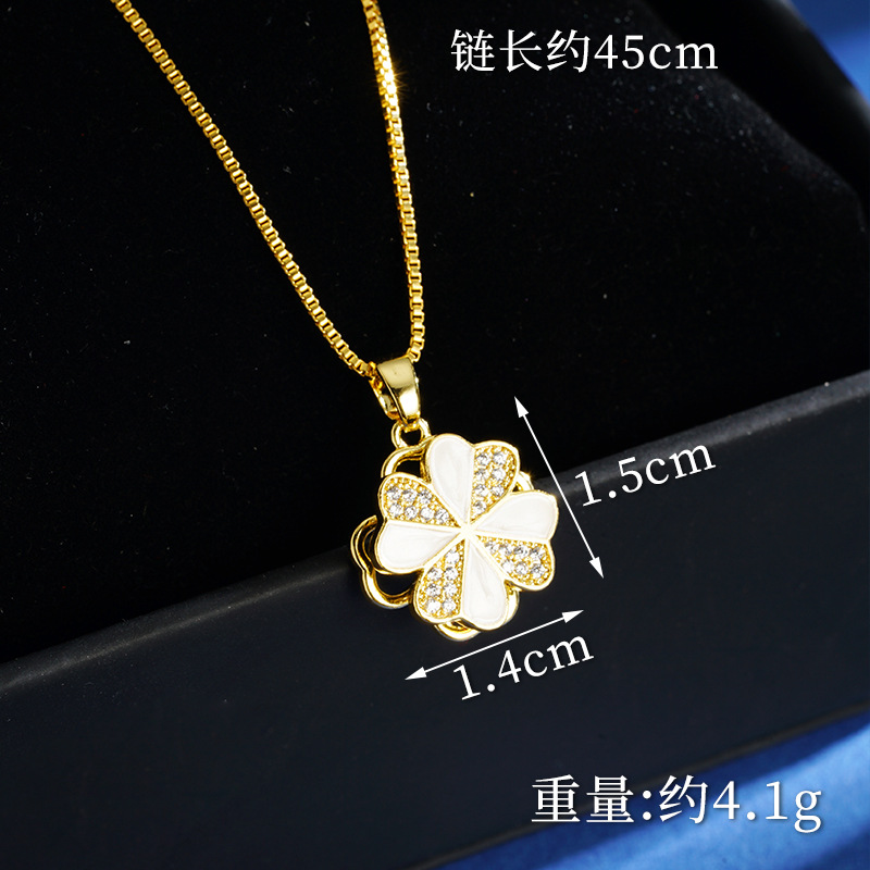 Vietnam diamantes de oro blanco flores combinación de collar sencillo anillo de lujo ligero para mujeres aretes de estilo elegante