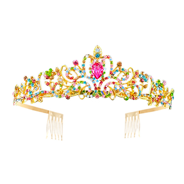 Corona de novia, tiara de metal para cumpleaños, accesorio para el cabello de reina, diadema para graduación, accesorio para el cabello en oro rosa