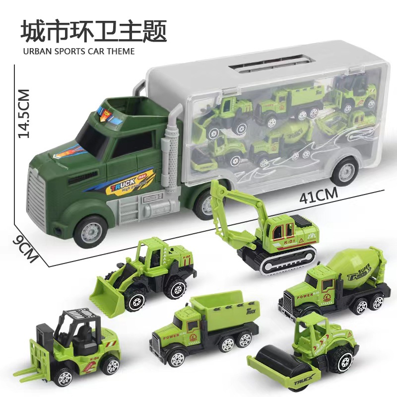 Modelo de coche de juguete para NIÑOS 2-3 años 4 bebé simulación contenedor aleación coche niño fuego ingeniería coche traje