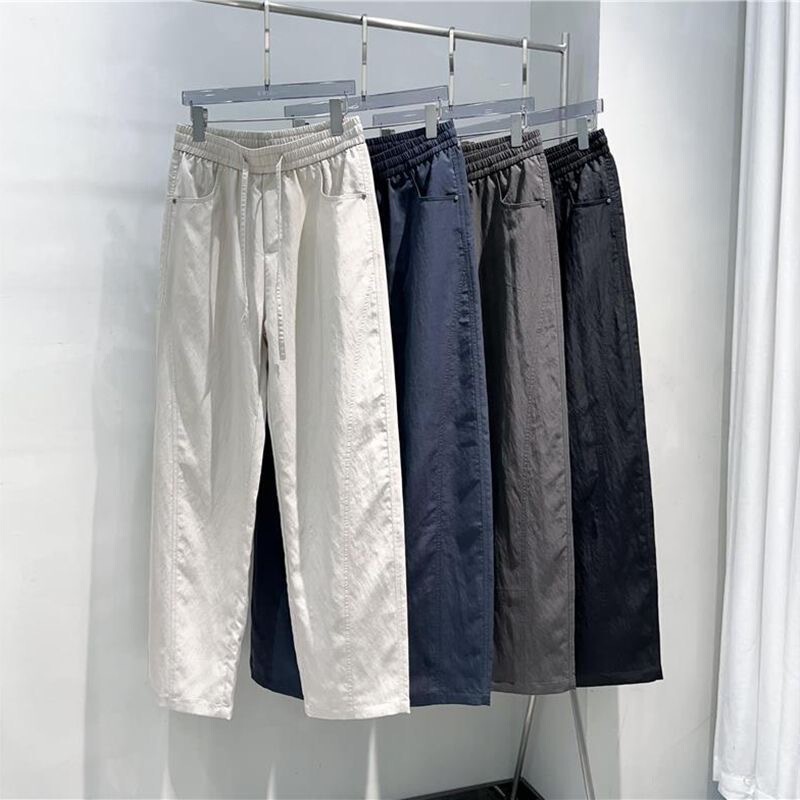 Summer Thin Cool Air Conditioning Pants Men's Straight Casual Pants Curved Pants Three-Dimensional Cut Trendy Versatile Casual Pants