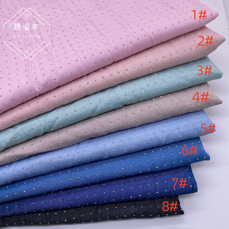 1cm drill point Gastrodia hemp wash-free Denim hot drilling soft and comfortable shirt skirt casual pants suit children's clothing fabric