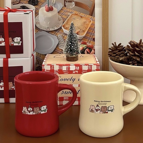 原创款新年圣诞马克杯卡通水杯牛奶早餐办公室咖啡杯情侣款礼盒装