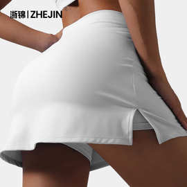 浙锦A字型瑜伽短裙女紧身高腰防走光休闲运动短裙健身网球裙