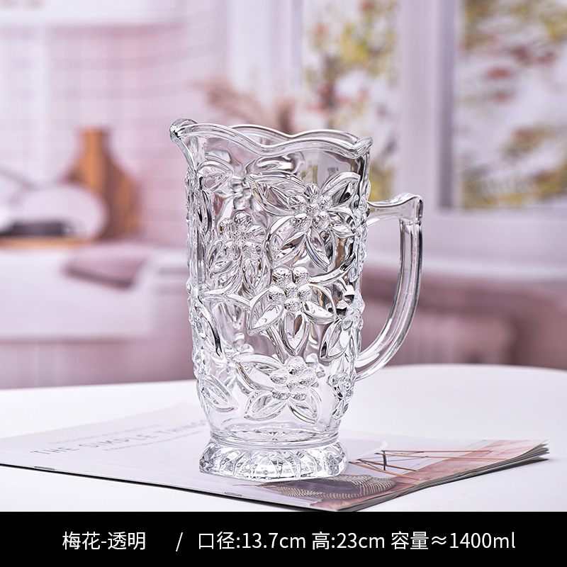 Conjunto de utensilios de agua domésticos, taza de agua de agua fría resistente al calor pintada a mano, vidrio transparente con cubierta image 7