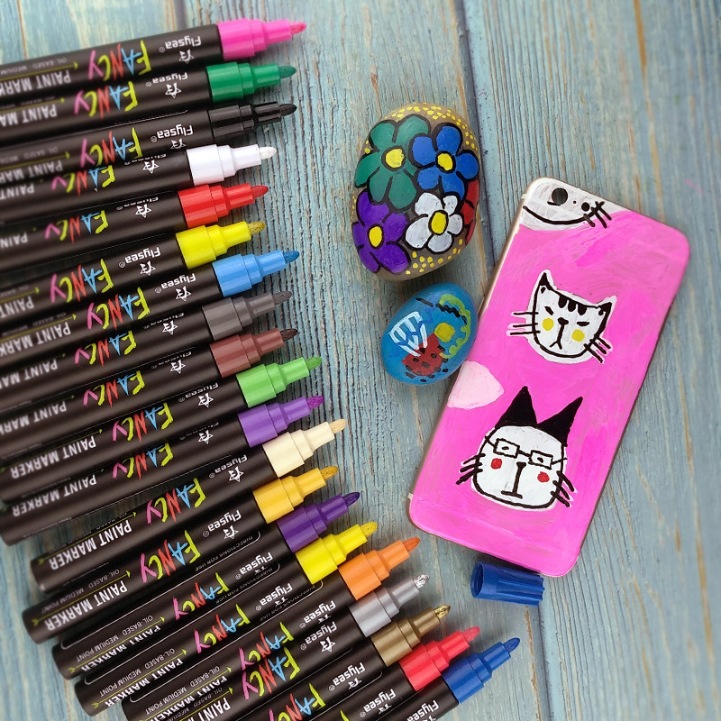 厂家批发越洋油漆笔 油性金属马克笔涂鸦相册DIY黑杆油漆笔|ms