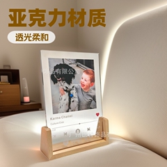 国境を越えた人気のアクリル木製ベース音楽写真ナイトライトバレンタインデーギフトカップル写真装飾品