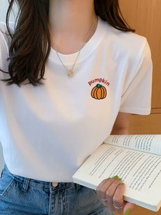 T-Shirt Women's Short-Sleeved 2025 Korean Style White Half-Sleeved Spring & Fall Inner Layering Shirt Women's Versatile Thin Loose Top