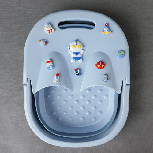 Cartoon Cute Children's Foot Bath Basin Foldable Household With Lid Foot Wash Basin Over Ankle Height Deep Bucket Portable Gadget