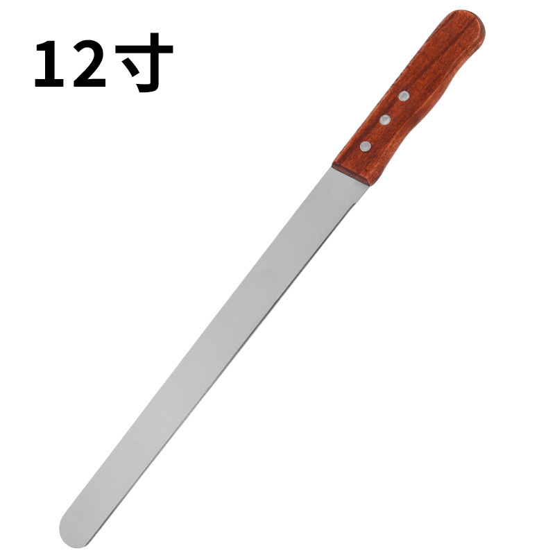 Cuchillo de pan de acero inoxidable con mango de madera al por mayor 8 pulgadas 10 pulgadas 12 pulgadas cortador de horneado dentado tostado espátula de pastel de crema