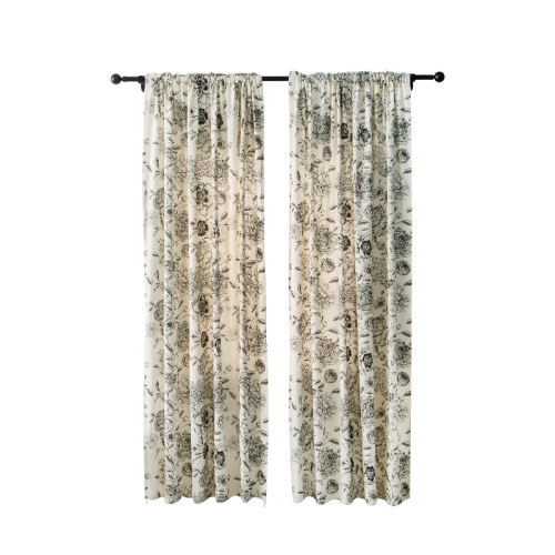 French floral curtain cloth, rural pastoral small fresh curtains, flower and bird cotton and linen living room balcony curtains finished products wholesale